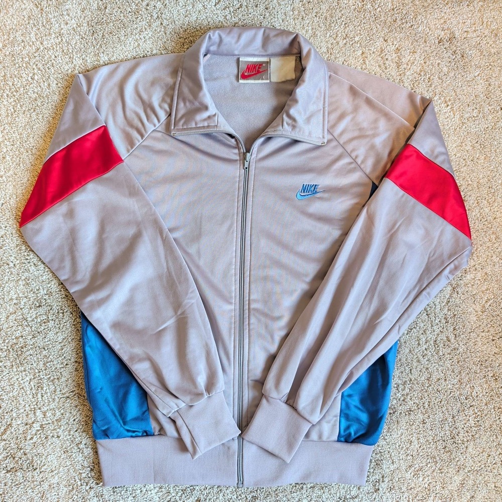 Vintage Nike Track Jacket Mens L Grey Color-block Full Zip Sportswear